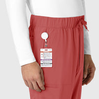 RENEW Men's Tapered Scrub Pant - Mineral Red - waist badge loop