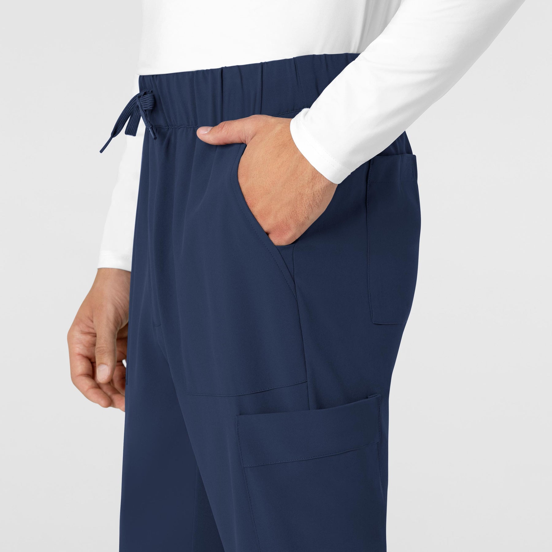 RENEW Men's Tapered Scrub Pant Navy front detail