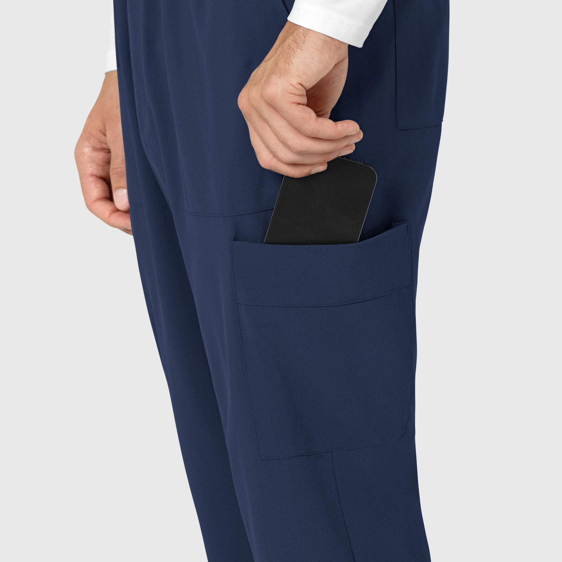 RENEW Men's Tapered Scrub Pant Navy side detail 1