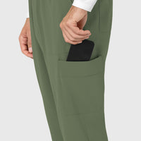 RENEW Men's Tapered Scrub Pant Olive side detail 1
