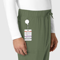 RENEW Men's Tapered Scrub Pant Olive side detail 2