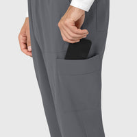 RENEW Men's Tapered Scrub Pant Pewter side detail 1