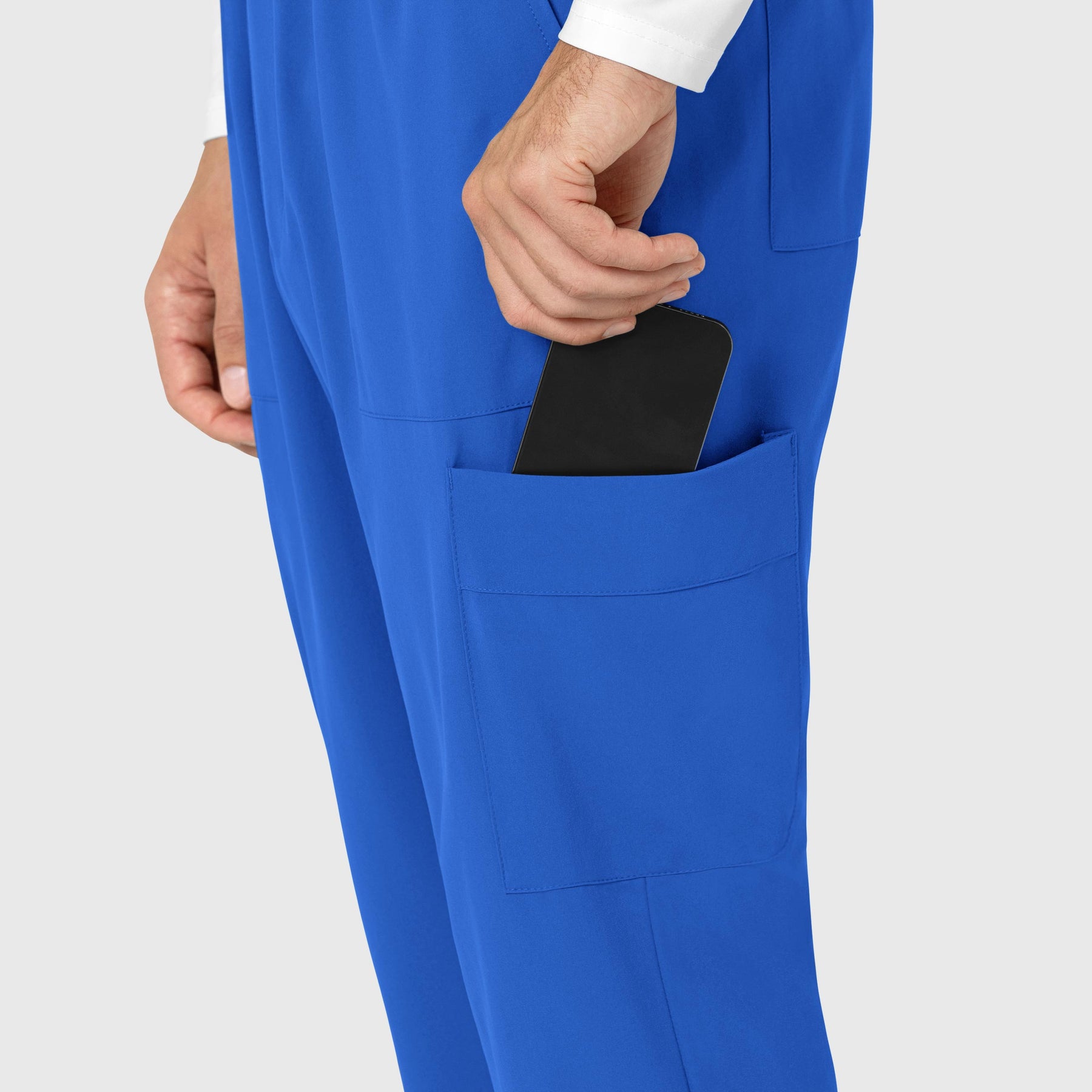 RENEW Men's Tapered Scrub Pant Royal side detail 1