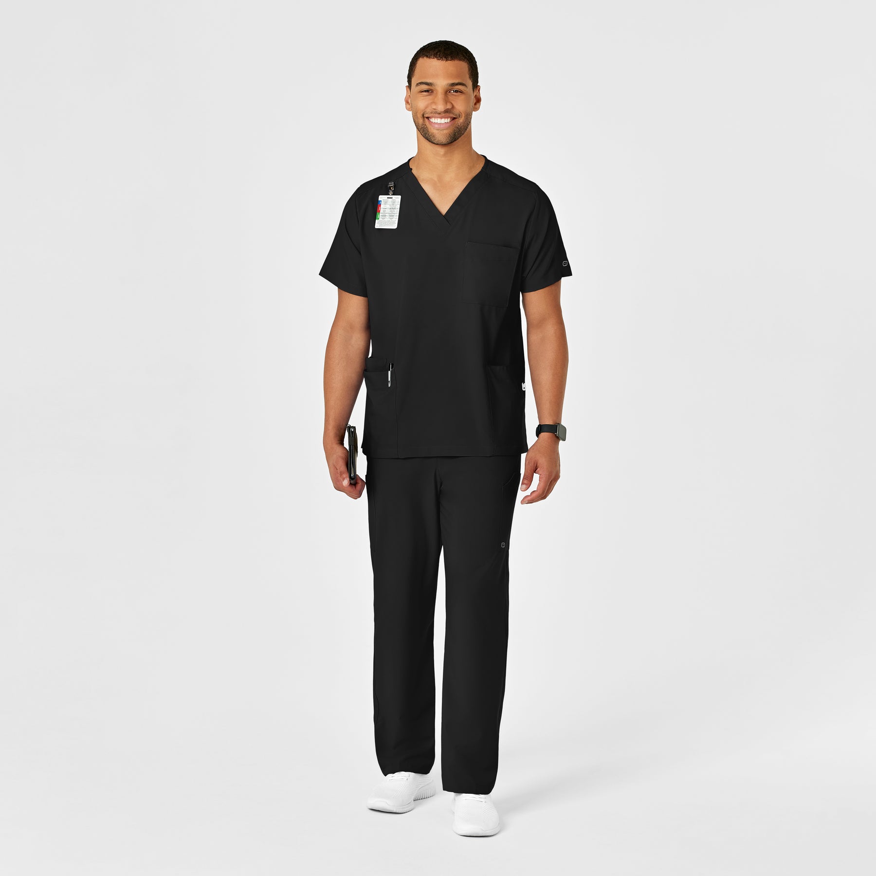 W123 Unisex Multi-Cargo Scrub Pant - Black