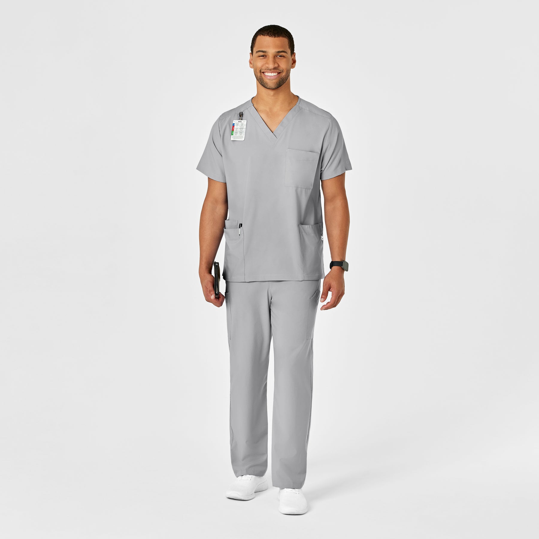 W123 Unisex Multi-Cargo Scrub Pant - Grey