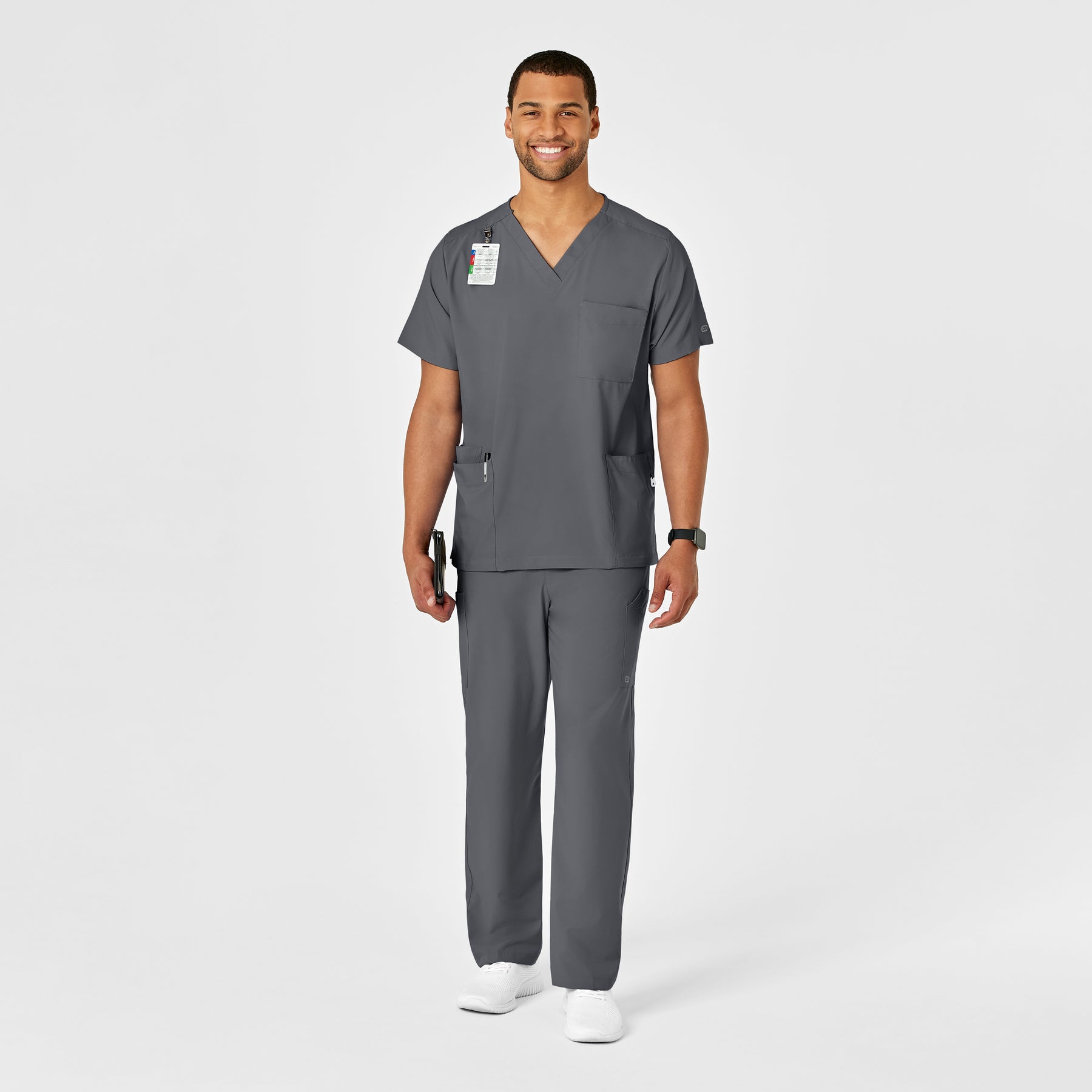 W123 Unisex Multi-Cargo Scrub Pant - Pewter