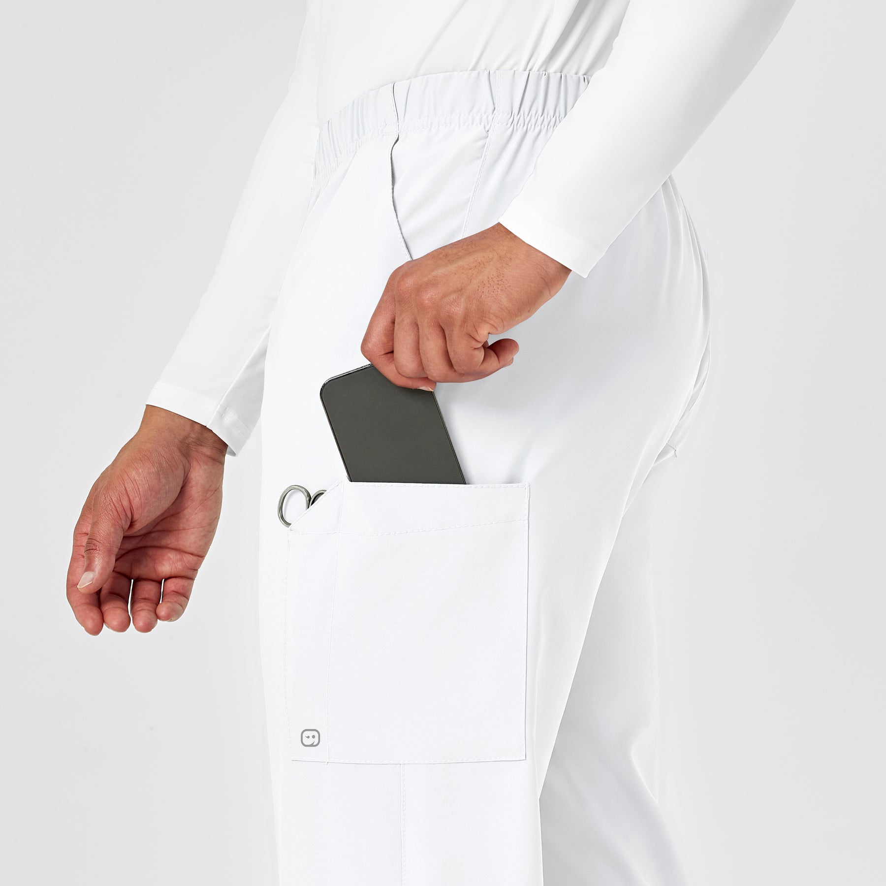 W123 Unisex Multi-Cargo Scrub Pant - White