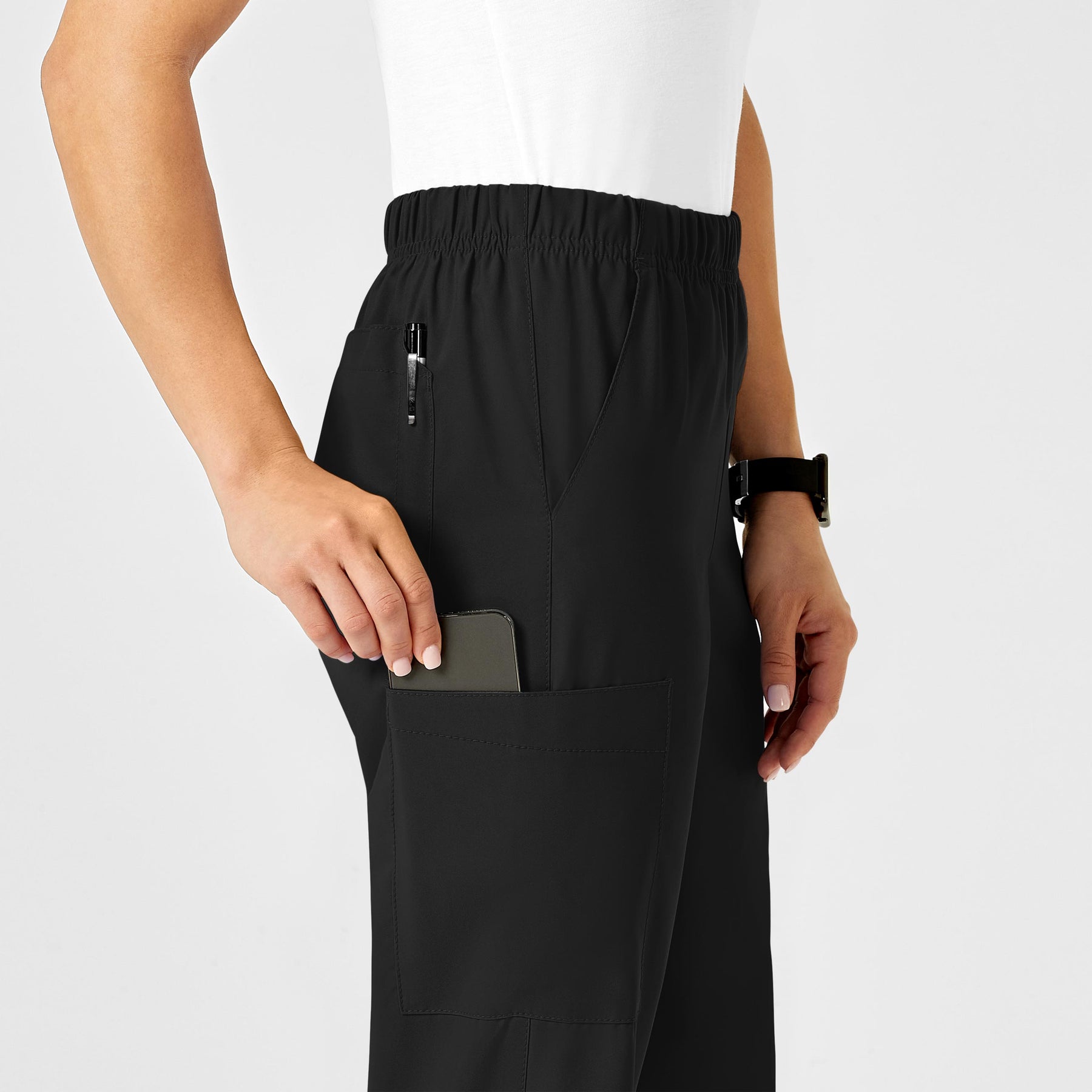 W123 Unisex Multi-Cargo Scrub Pant - Black