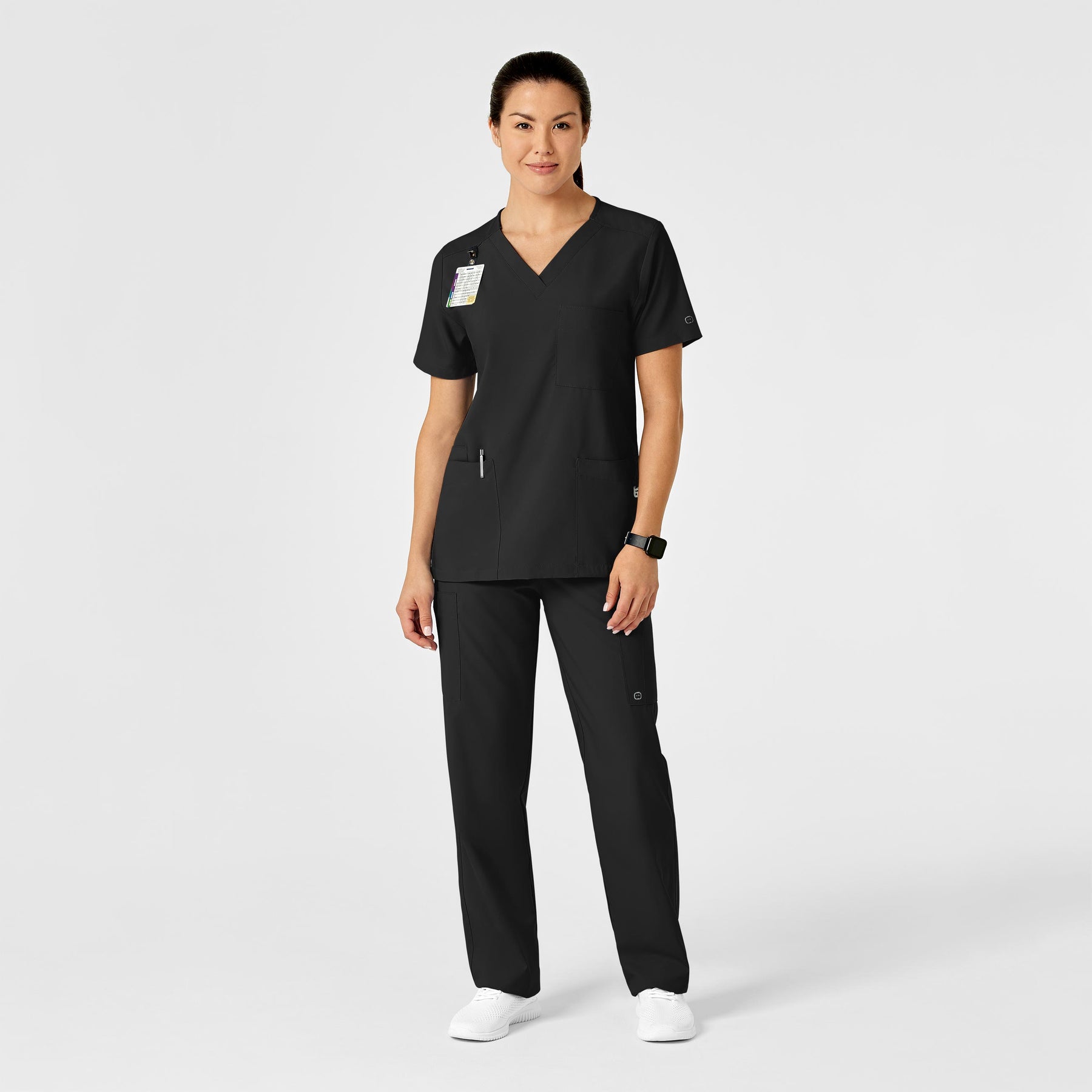 W123 Unisex Multi-Cargo Scrub Pant Black scrub set