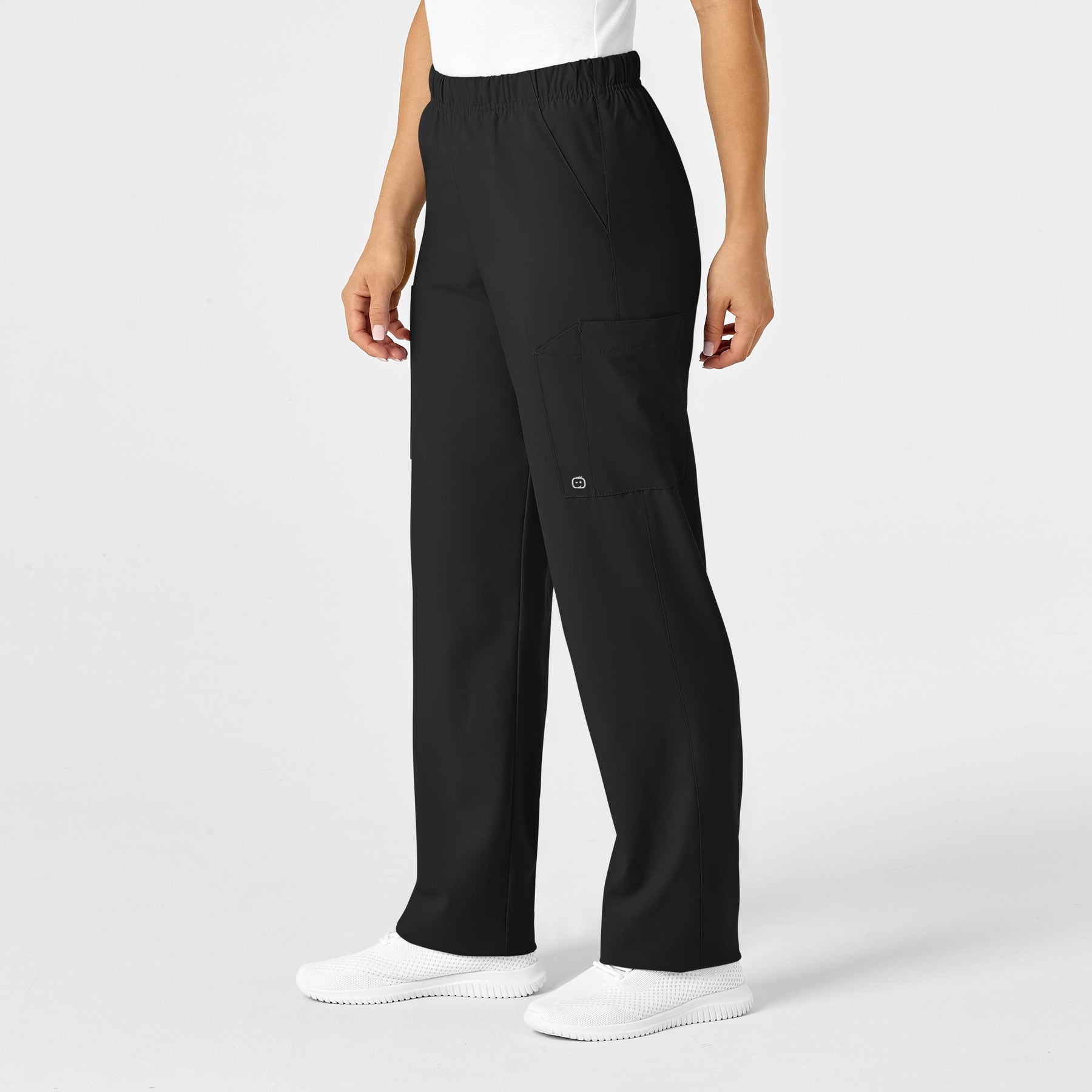 W123 Unisex Multi-Cargo Scrub Pant Black side view