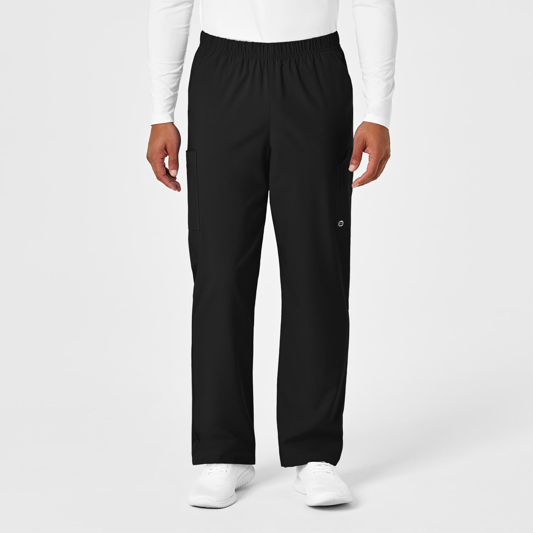 W123 Unisex Multi-Cargo Scrub Pant Black side detail 1