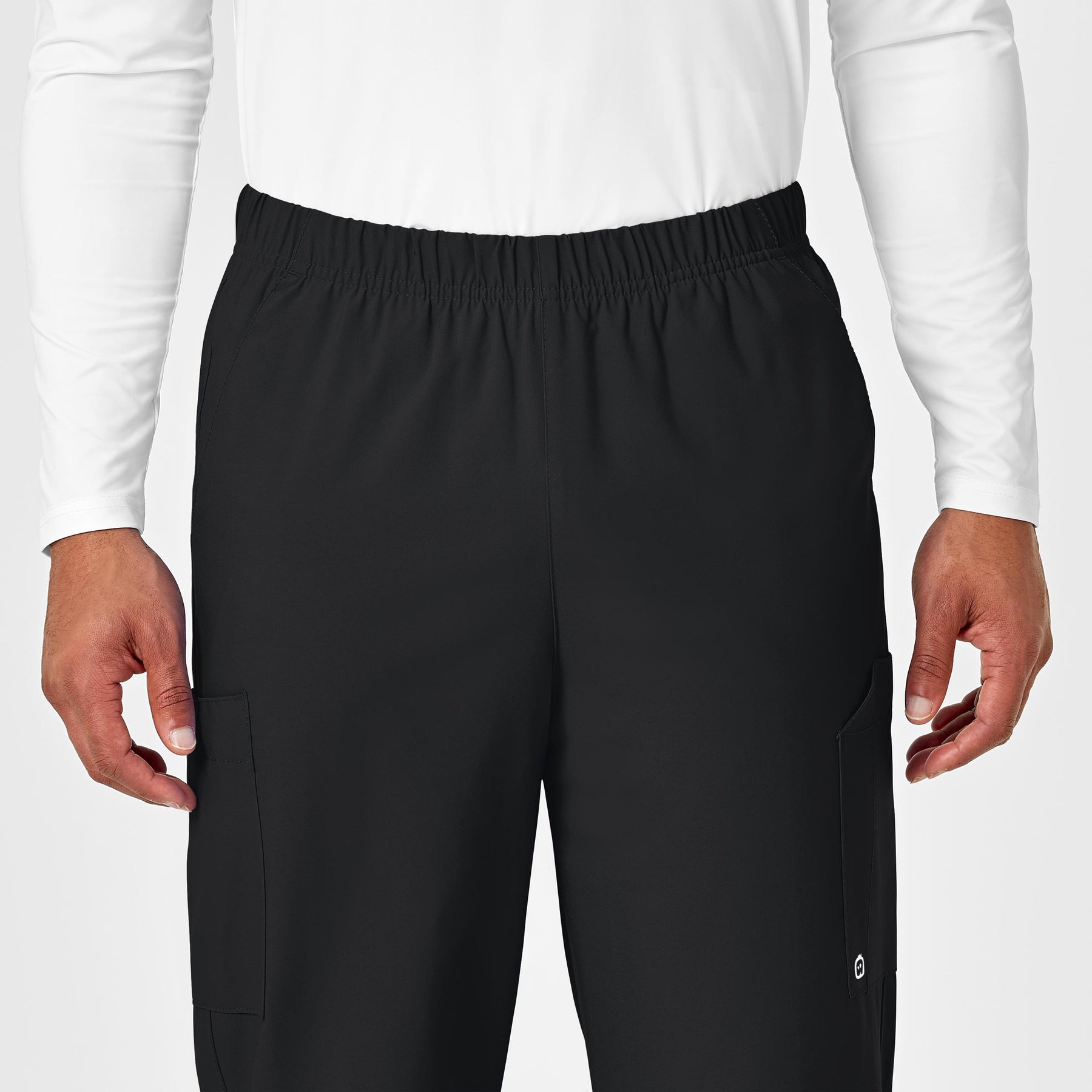 W123 Unisex Multi-Cargo Scrub Pant Black side detail 2