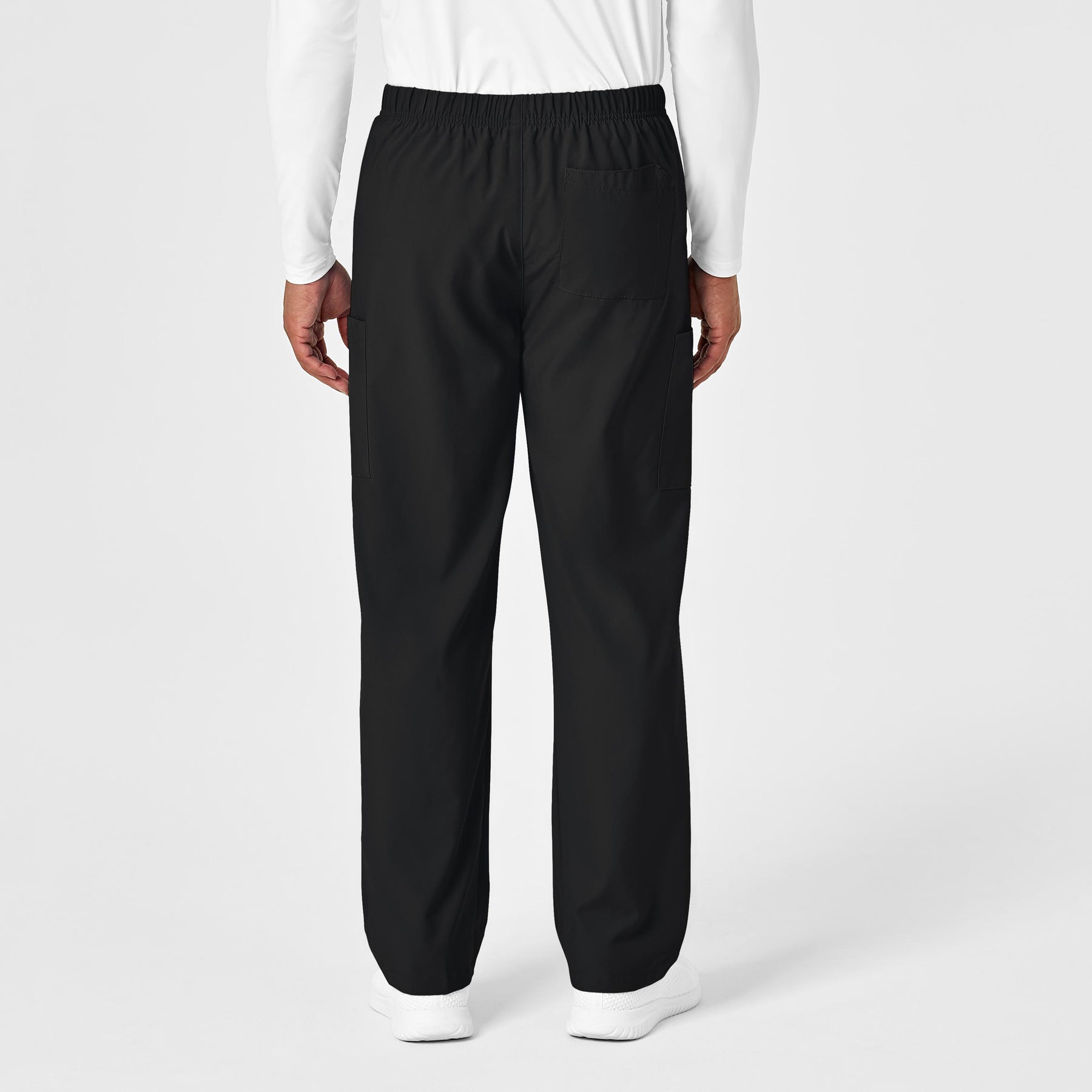 W123 Unisex Multi-Cargo Scrub Pant Black back view