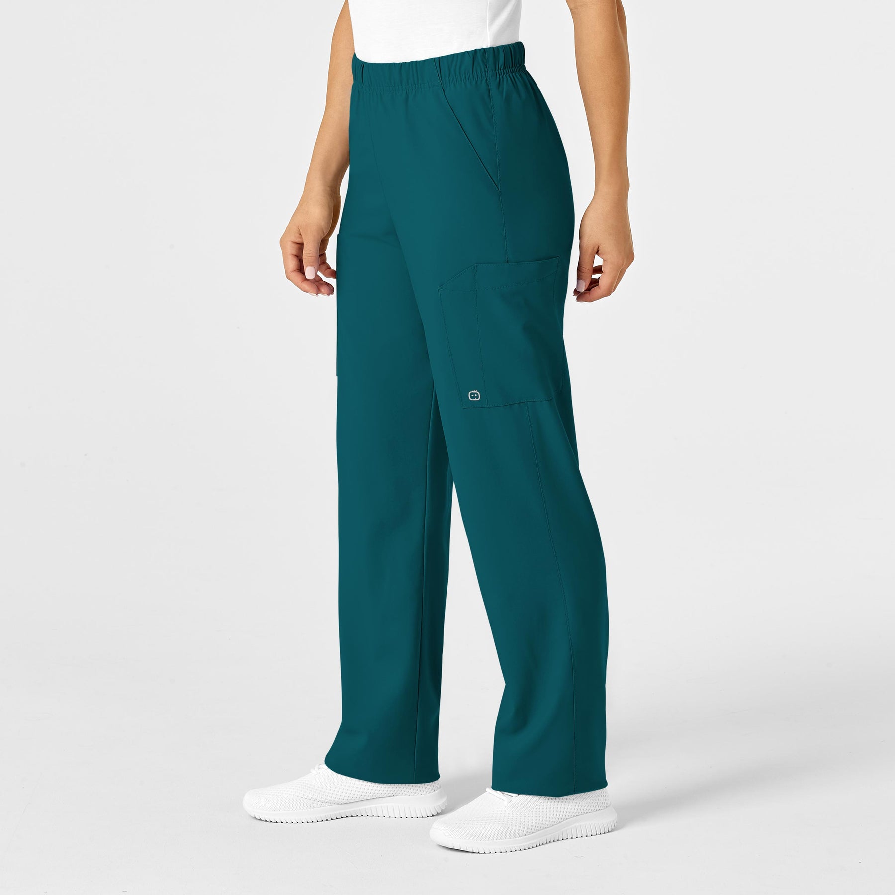 W123 Unisex Multi-Cargo Scrub Pant Caribbean Blue side view