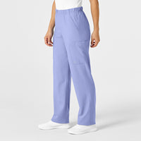 W123 Unisex Multi-Cargo Scrub Pant Ceil Blue side view