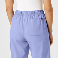 W123 Unisex Multi-Cargo Scrub Pant Ceil Blue hemline detail