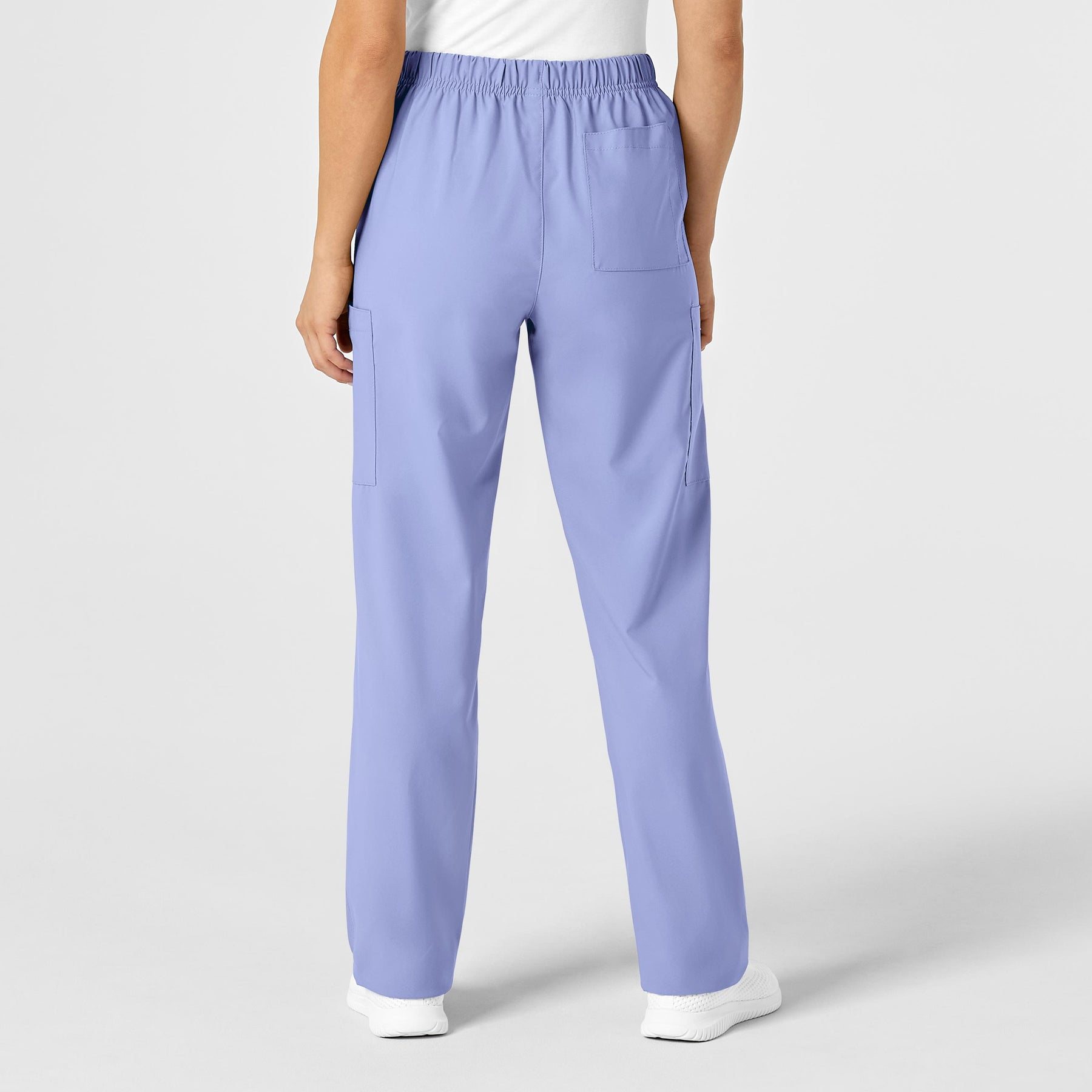 W123 Unisex Multi-Cargo Scrub Pant Ceil Blue back view