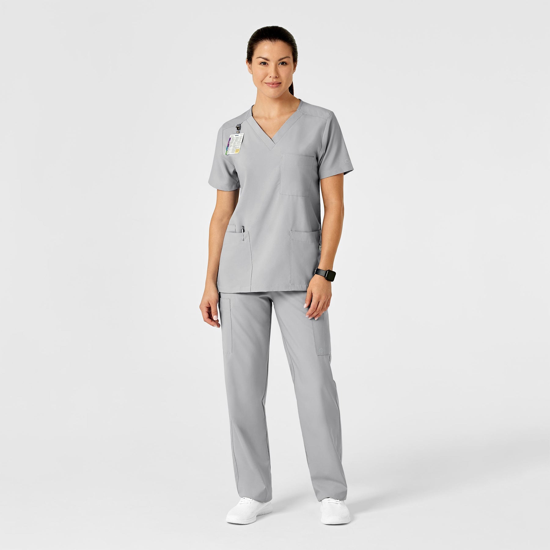 W123 Unisex Multi-Cargo Scrub Pant Grey scrub set