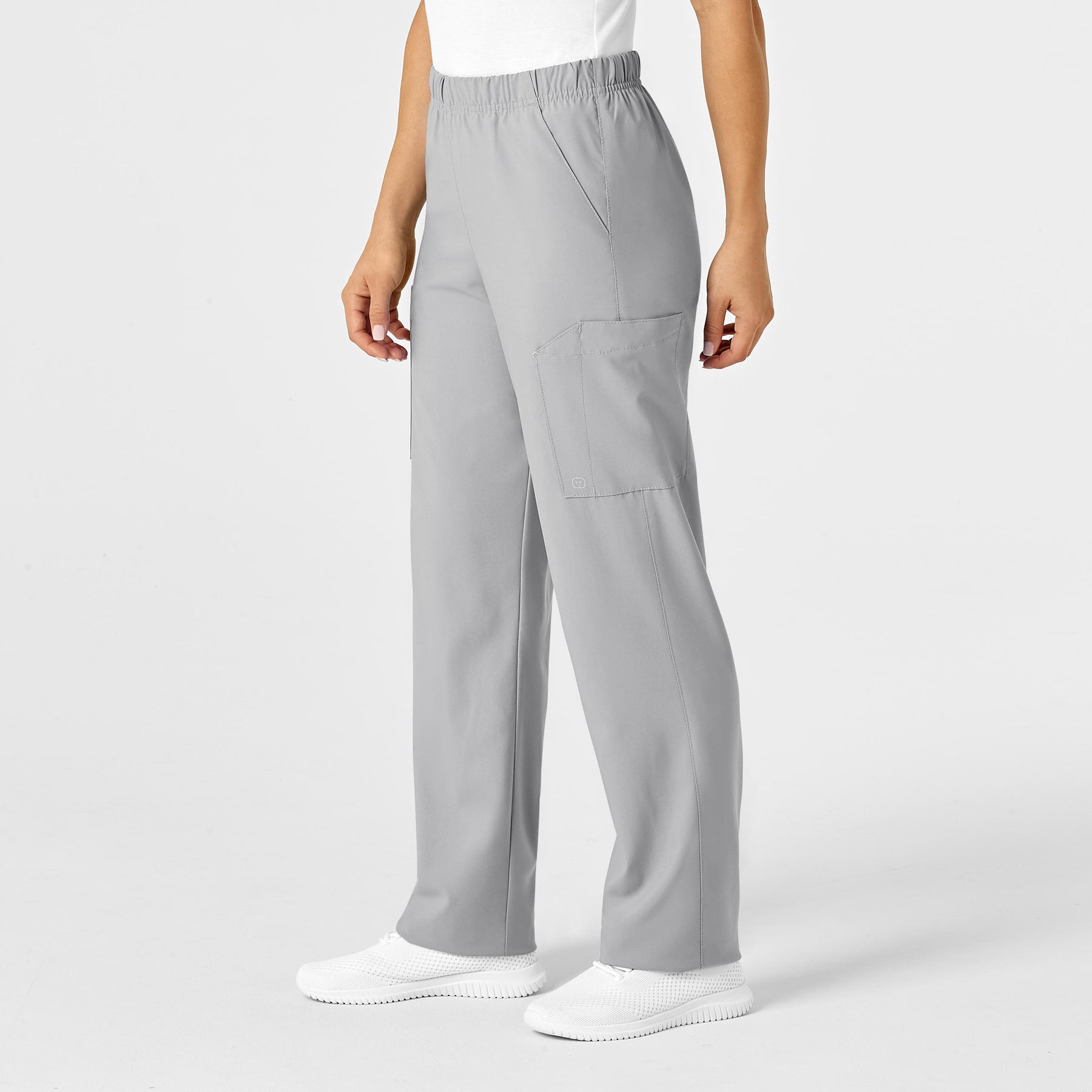 W123 Unisex Multi-Cargo Scrub Pant Grey side view