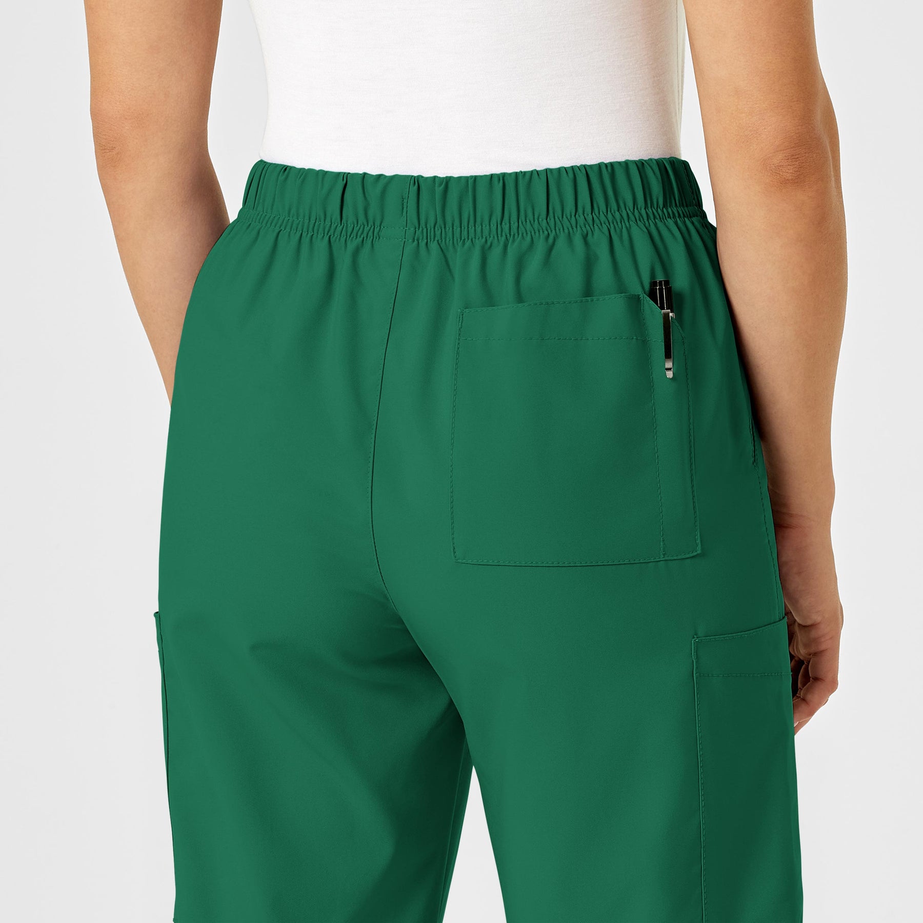 W123 Unisex Multi-Cargo Scrub Pant Hunter hemline detail