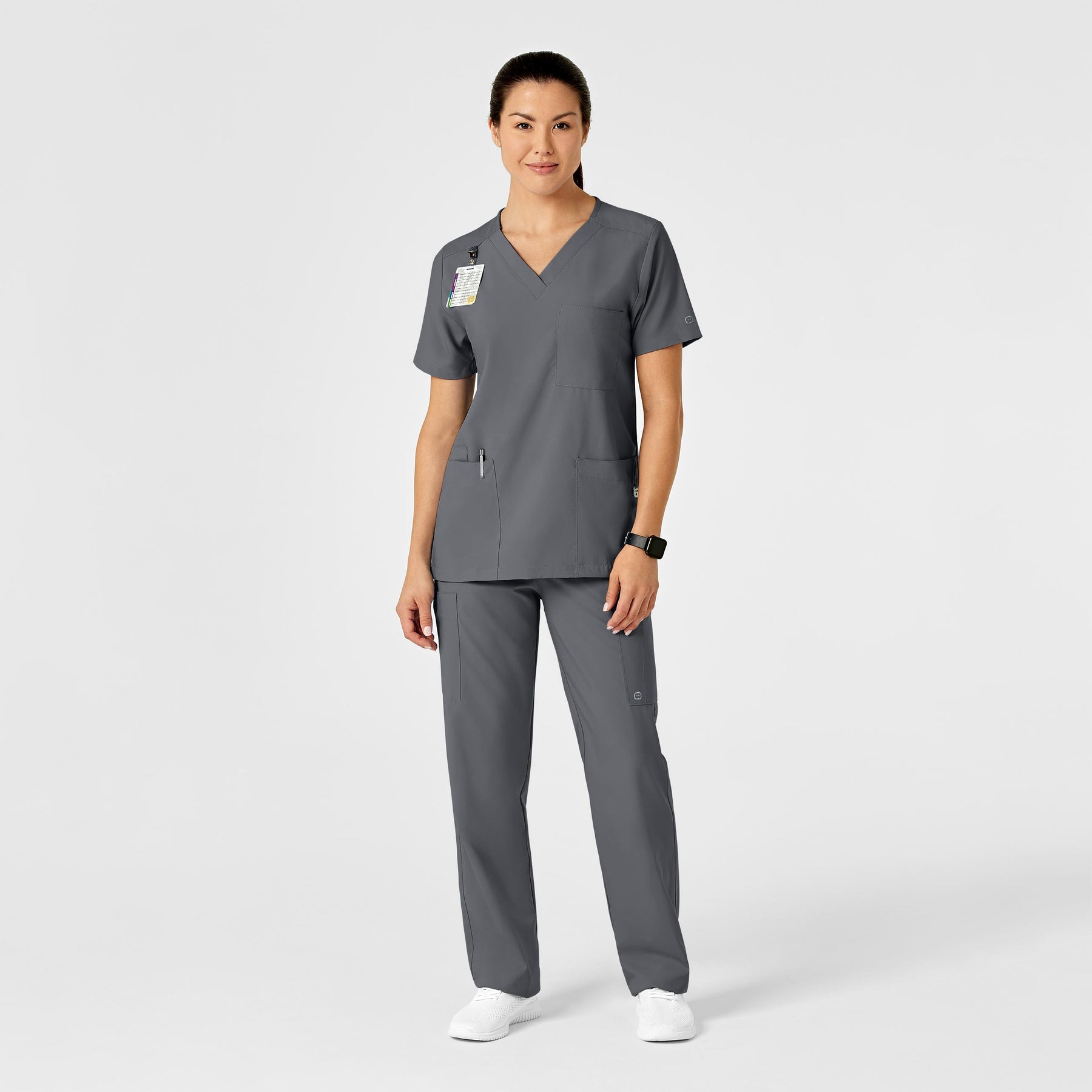 W123 Unisex Multi-Cargo Scrub Pant Pewter scrub set