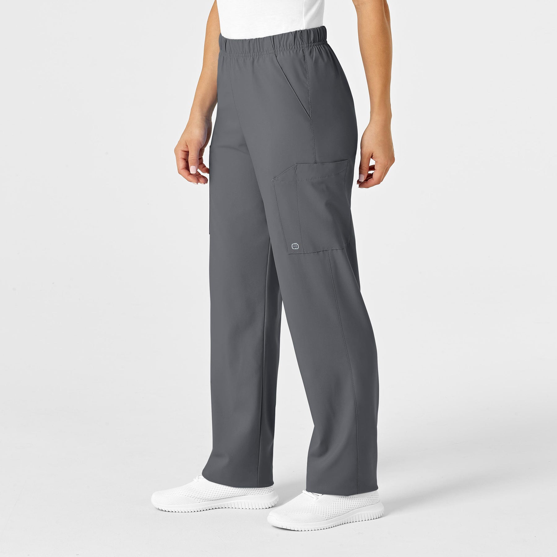 W123 Unisex Multi-Cargo Scrub Pant Pewter side view
