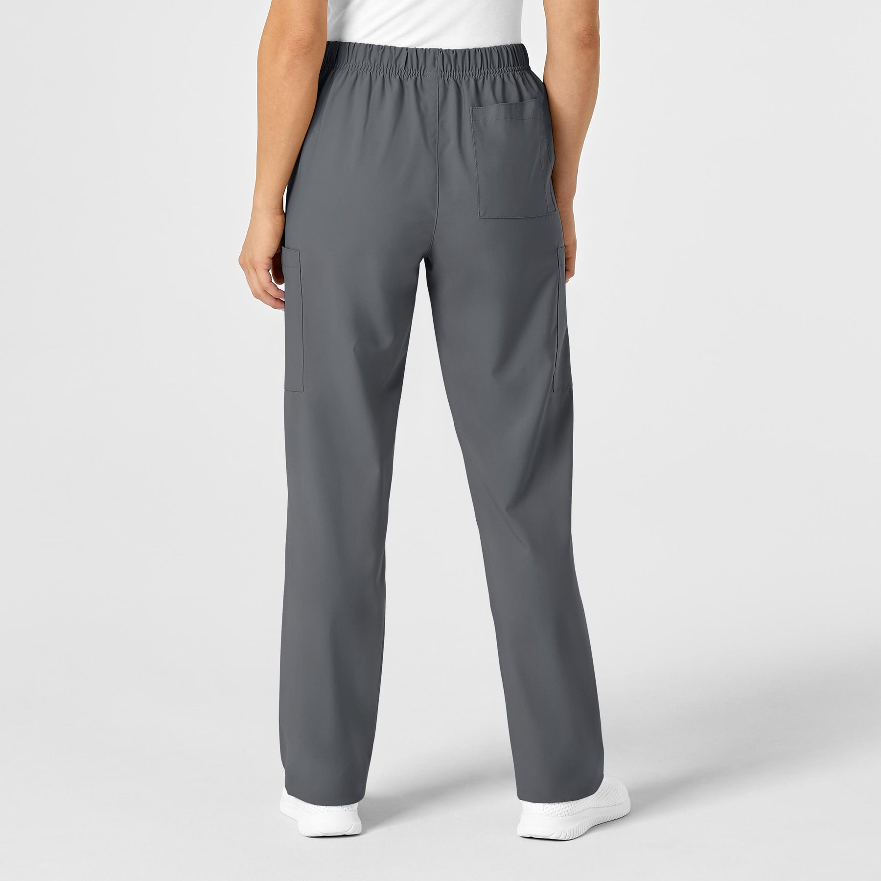 W123 Unisex Multi-Cargo Scrub Pant Pewter back view