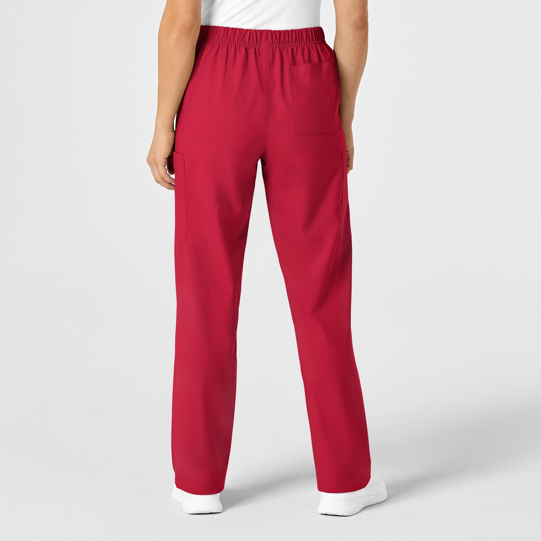 W123 Unisex Multi-Cargo Scrub Pant Red back view