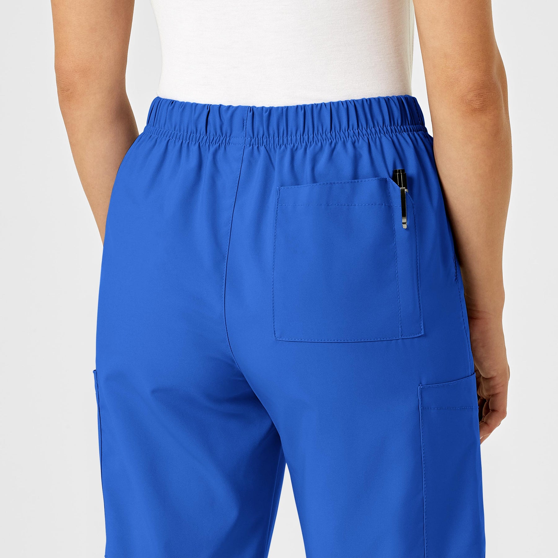 W123 Unisex Multi-Cargo Scrub Pant Royal hemline detail