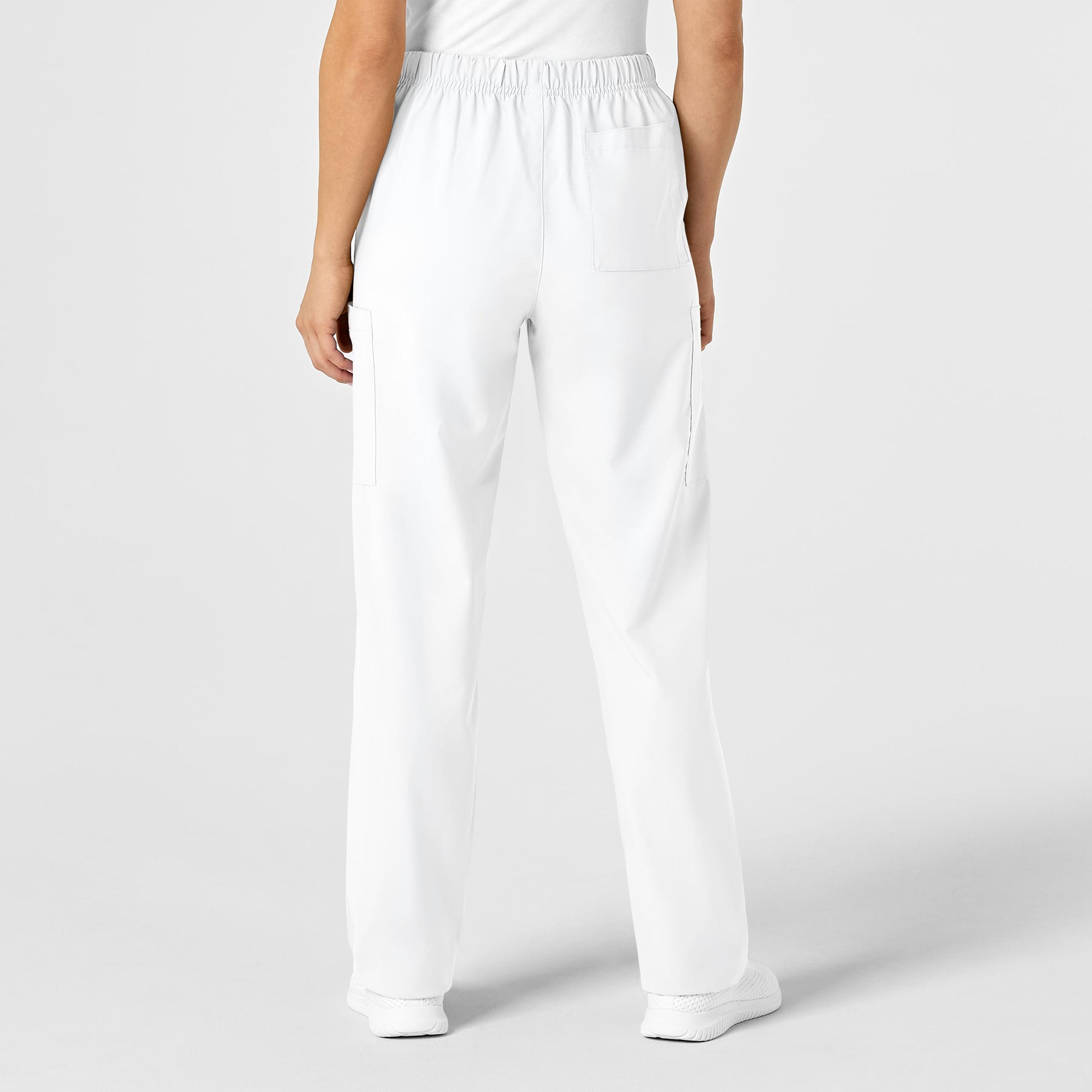 W123 Unisex Multi-Cargo Scrub Pant White back view