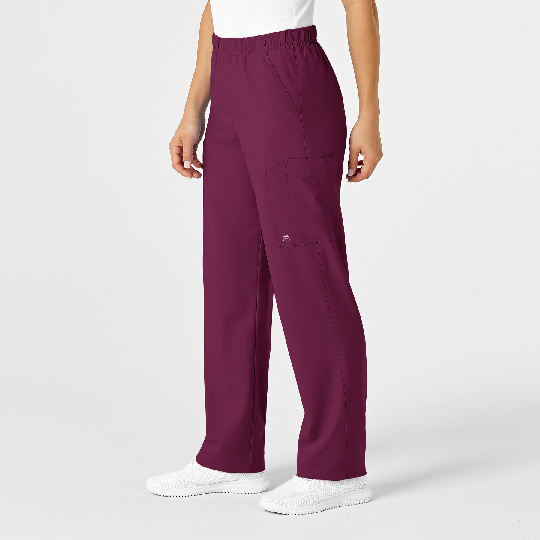 W123 Unisex Multi-Cargo Scrub Pant Wine side view
