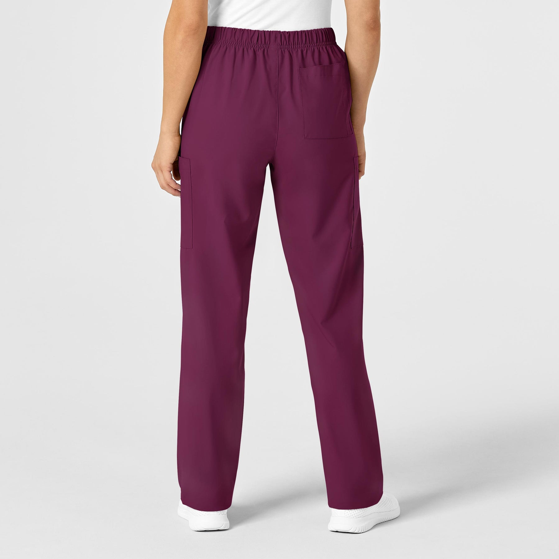 W123 Unisex Multi-Cargo Scrub Pant Wine back view