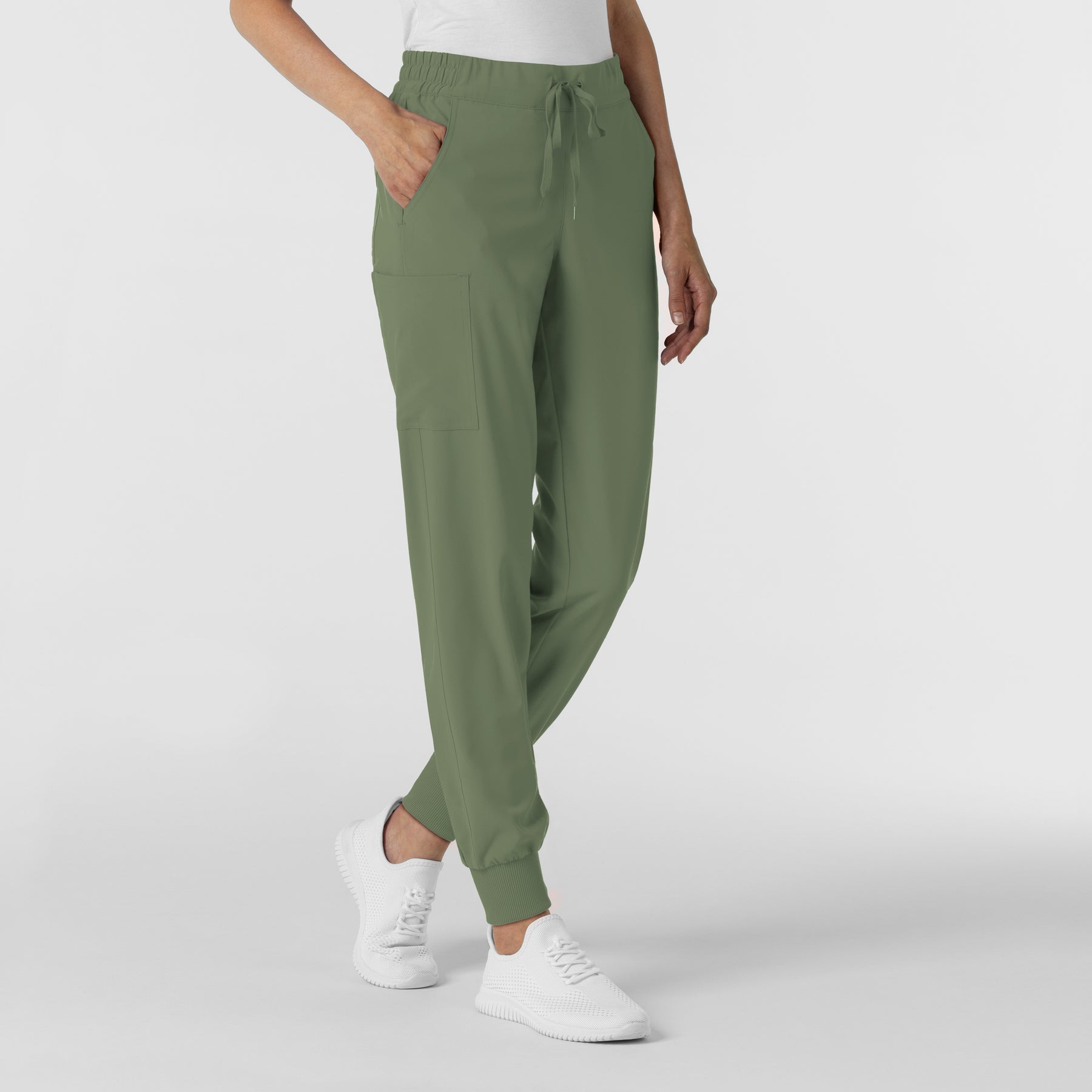 RENEW Women's Jogger Scrub Pant Olive side view