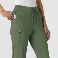RENEW Women's Jogger Scrub Pant Olive side detail 1