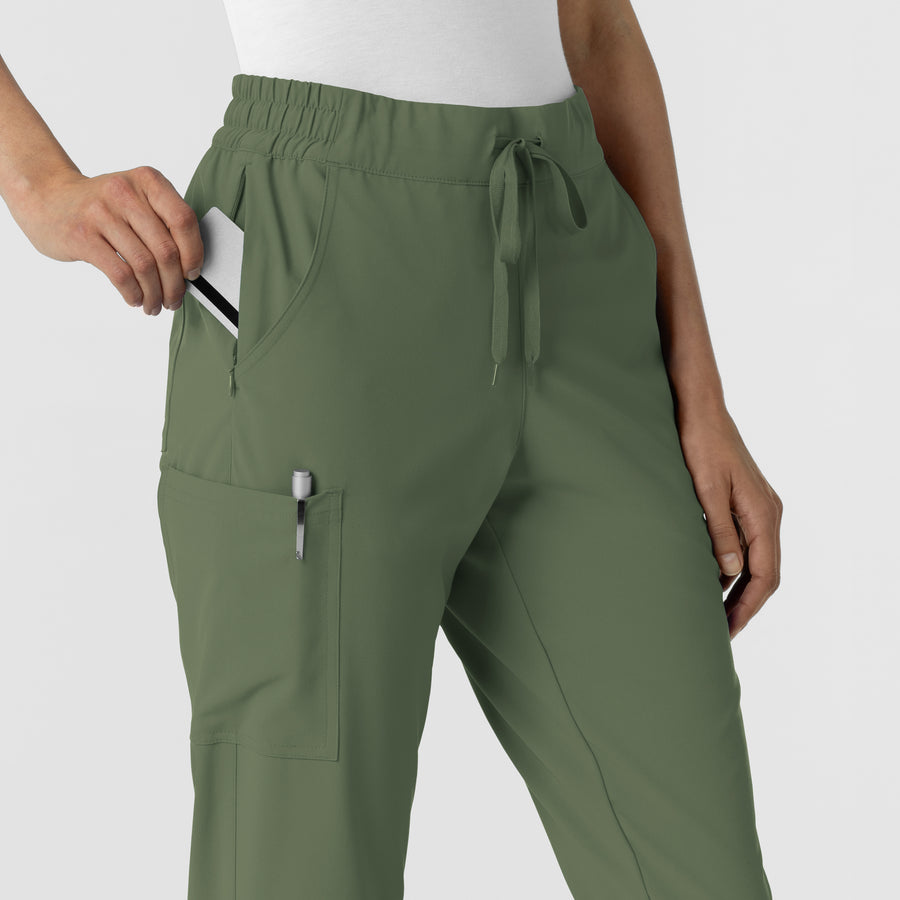 RENEW Women's Jogger Scrub Pant Olive side detail 1