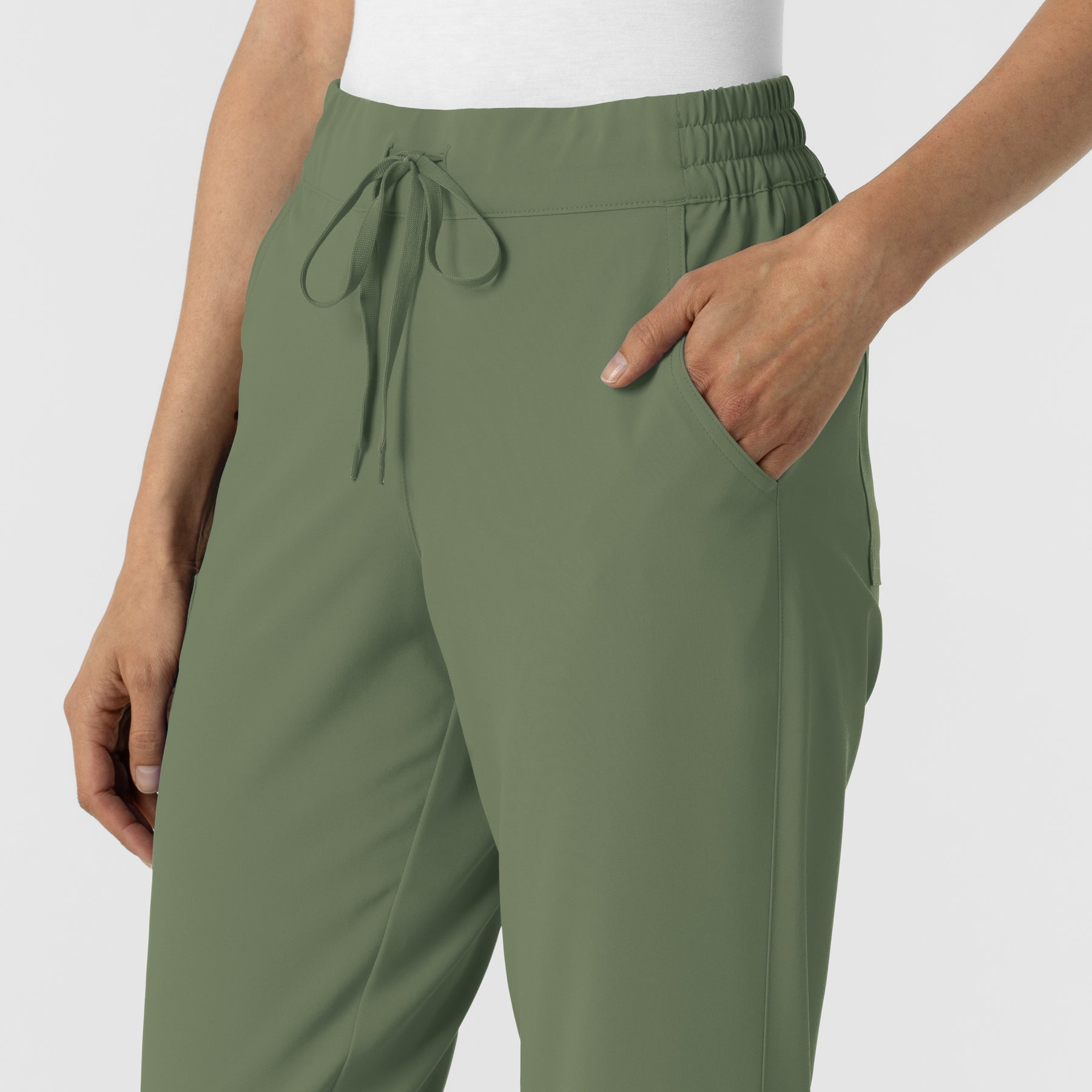 RENEW Women's Jogger Scrub Pant Olive side detail 2