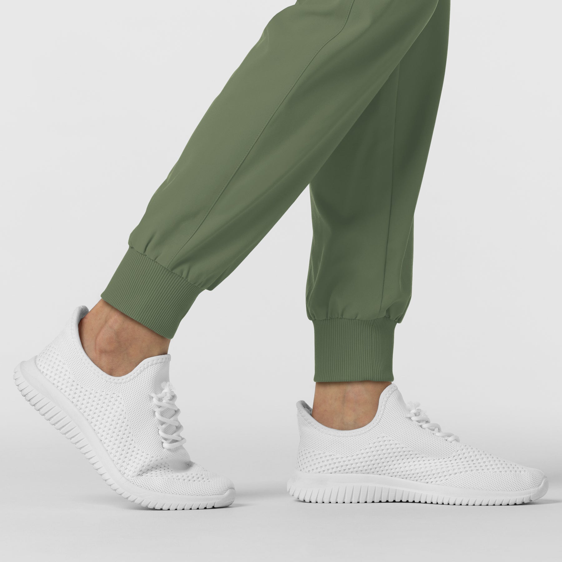 RENEW Women's Jogger Scrub Pant Olive hemline detail