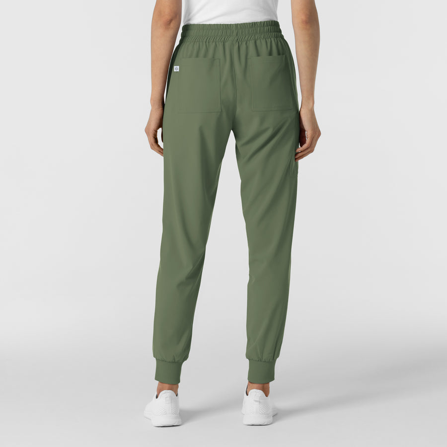 RENEW Women's Jogger Scrub Pant Olive back view