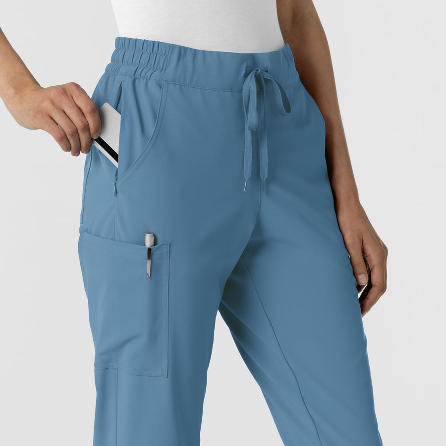 RENEW Women's Jogger Scrub Pant Pacific Blue side detail 1