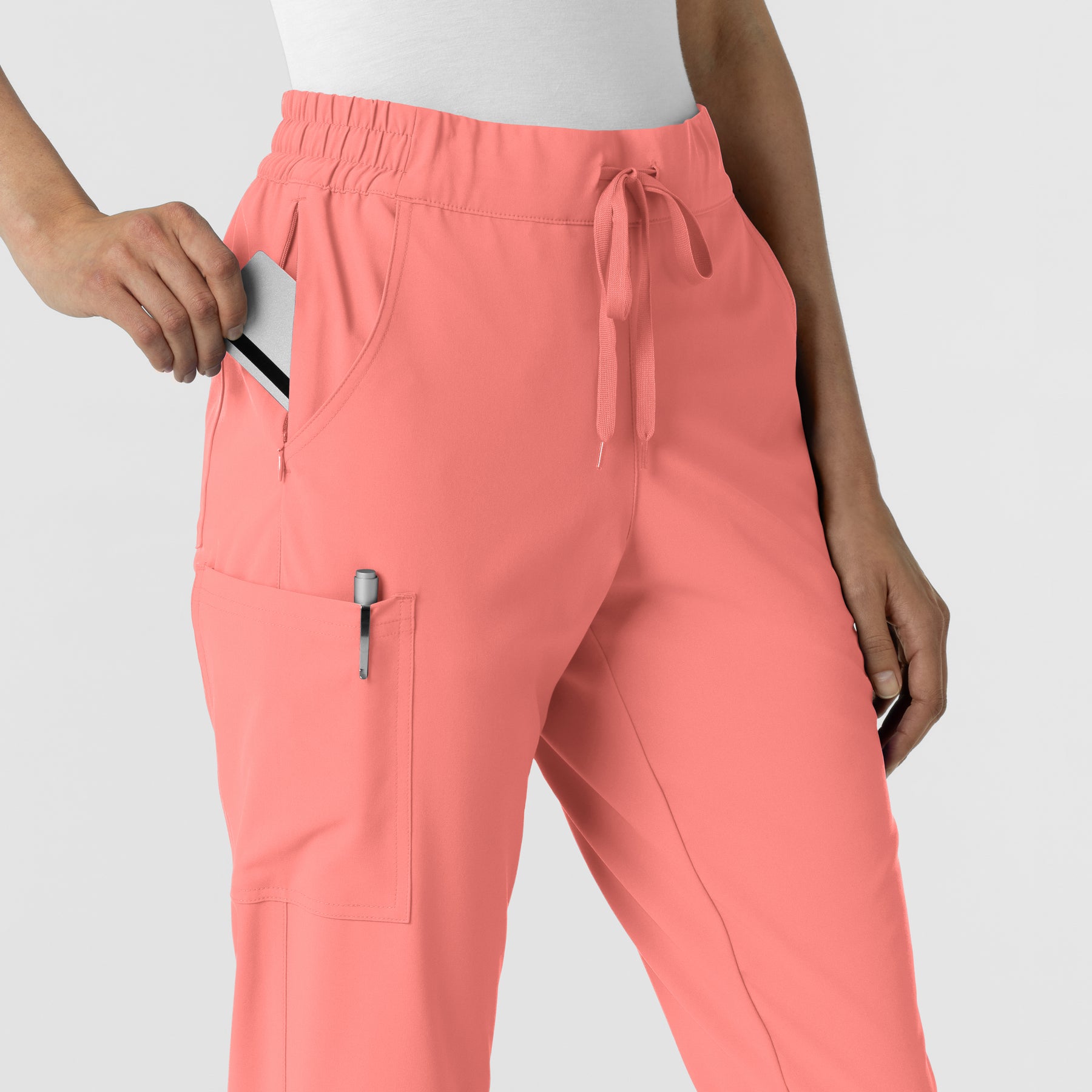RENEW Women's Jogger Scrub Pant Paradise Pink side detail 1