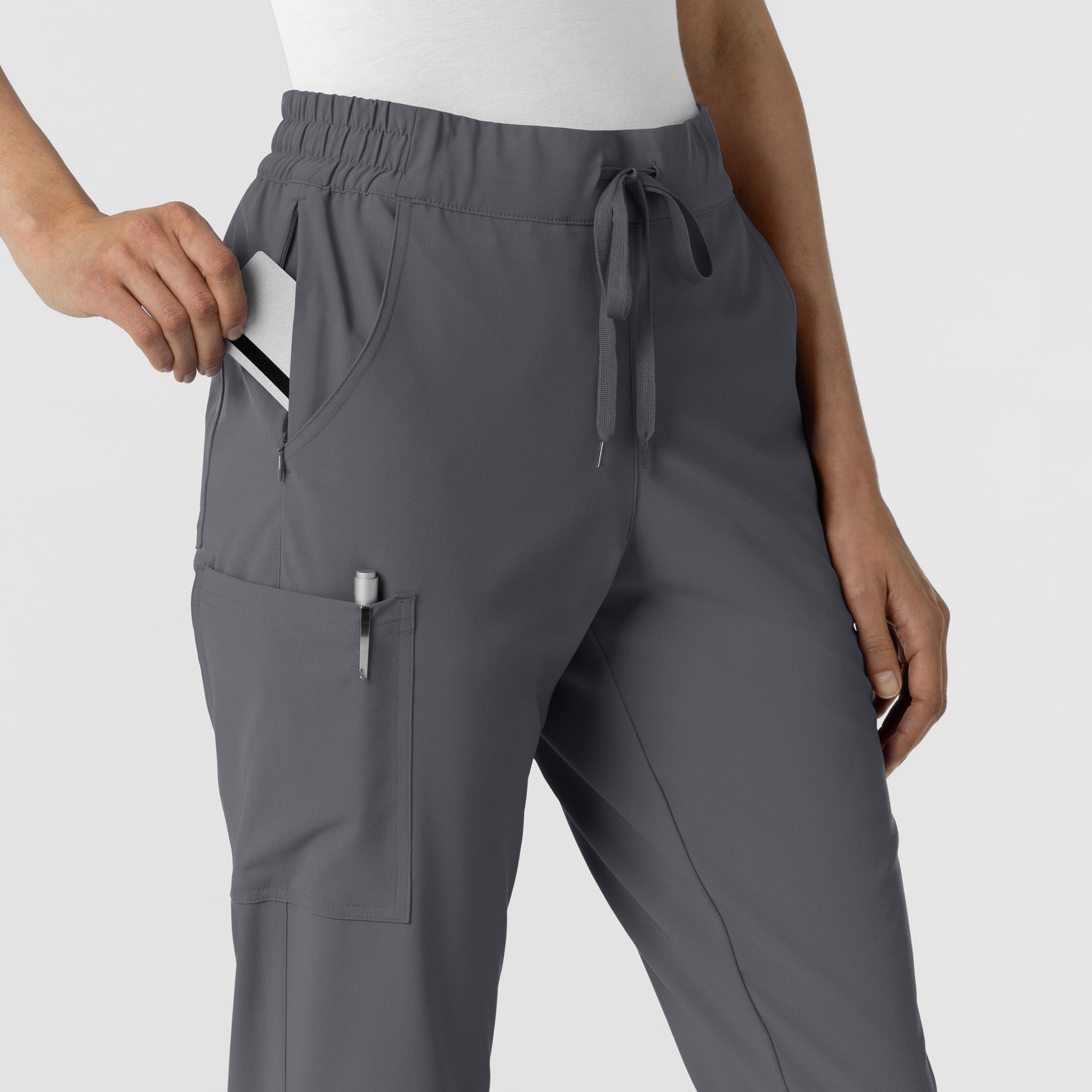 RENEW Women's Jogger Scrub Pant Pewter side detail 1