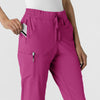 RENEW Women's Jogger Scrub Pant Raspberry side detail 1