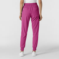 RENEW Women's Jogger Scrub Pant Raspberry back view