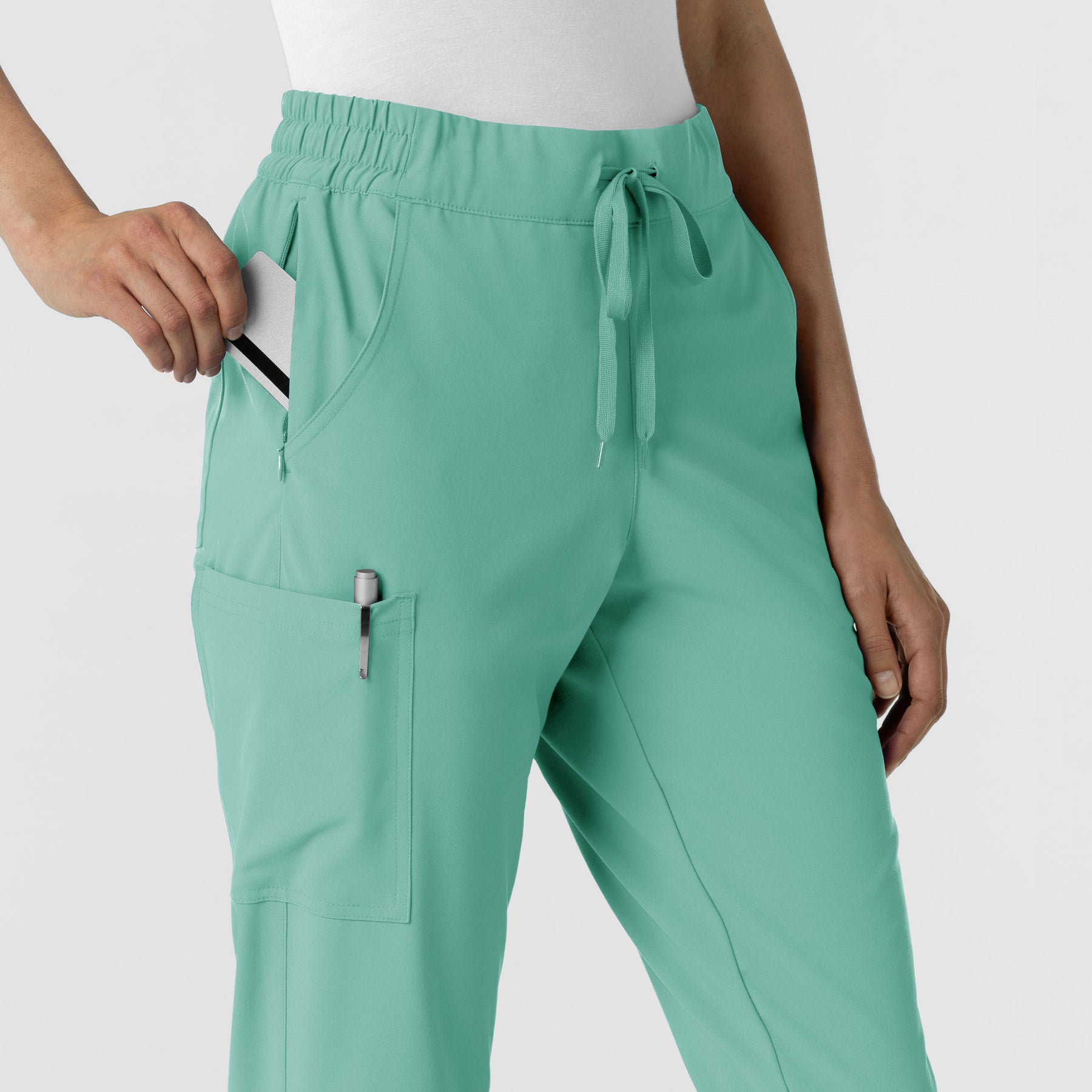 RENEW Women's Jogger Scrub Pant - Turquoise card pocket