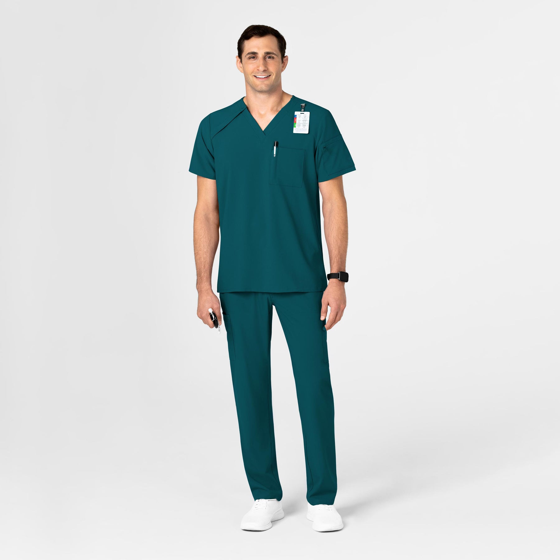 RENEW Men's EZ Zip Scrub Top Caribbean Blue full scrub set