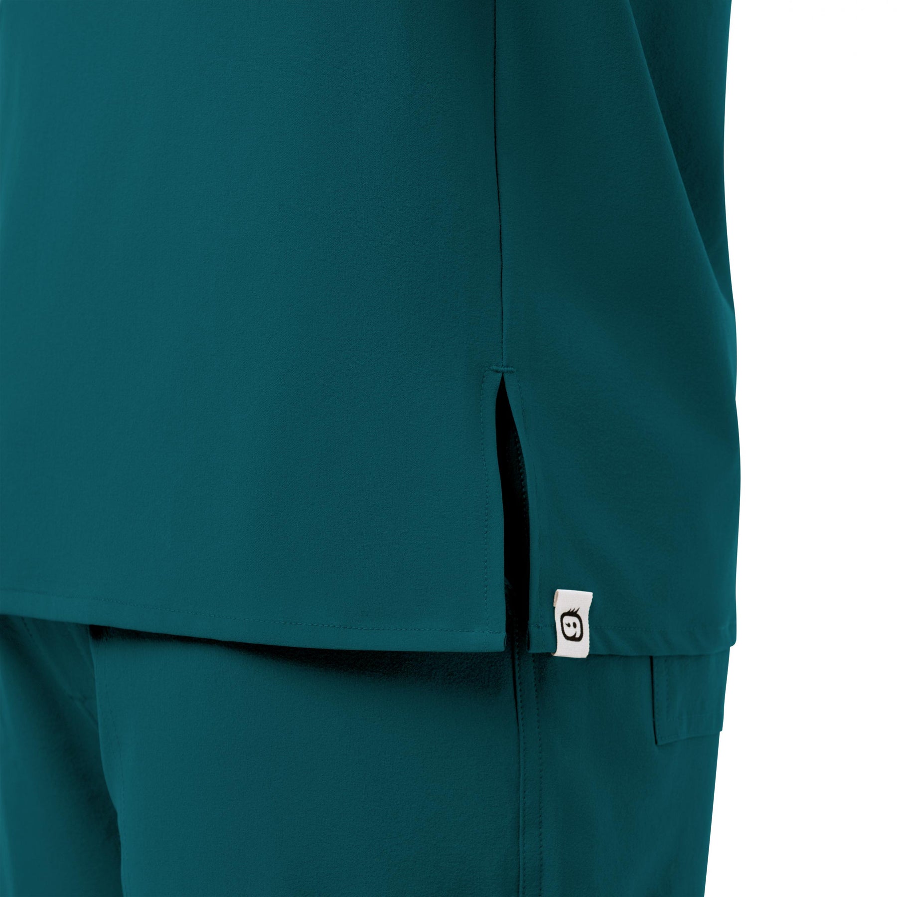 RENEW Men's EZ Zip Scrub Top Caribbean Blue hemline detail