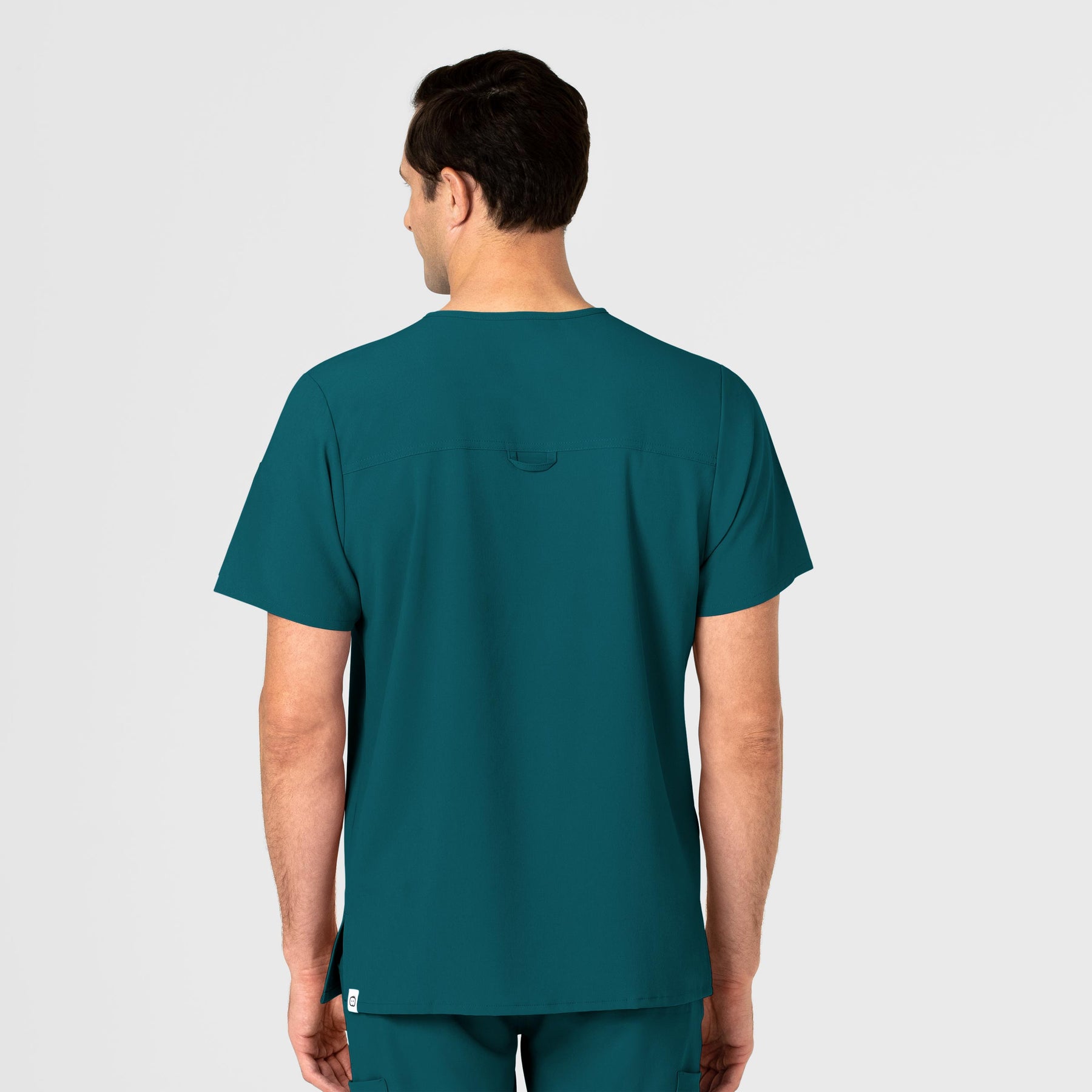 RENEW Men's EZ Zip Scrub Top Caribbean Blue back view