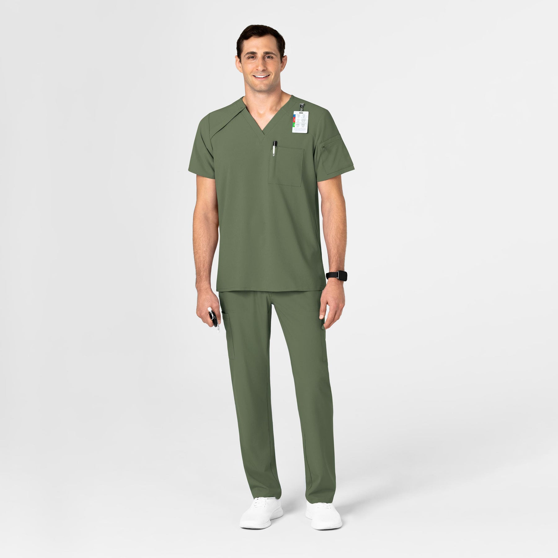 RENEW Men's EZ Zip Scrub Top Olive full scrub set