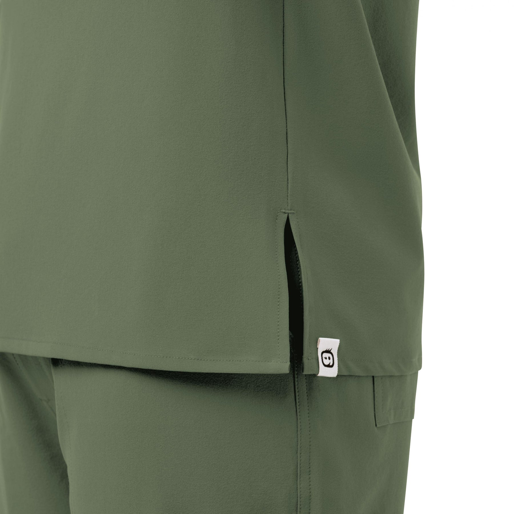RENEW Men's EZ Zip Scrub Top Olive hemline detail