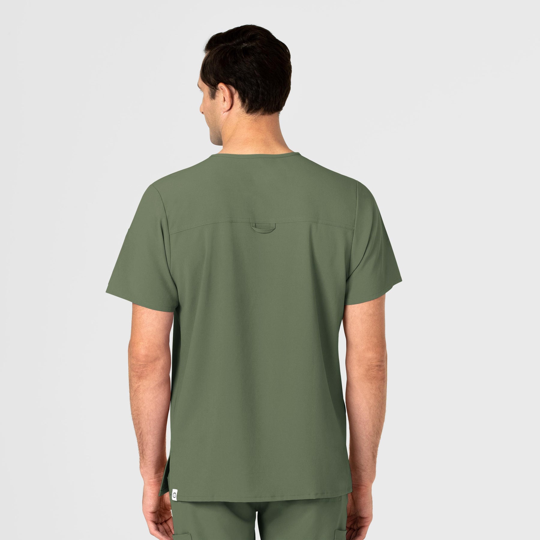 RENEW Men's EZ Zip Scrub Top Olive back view